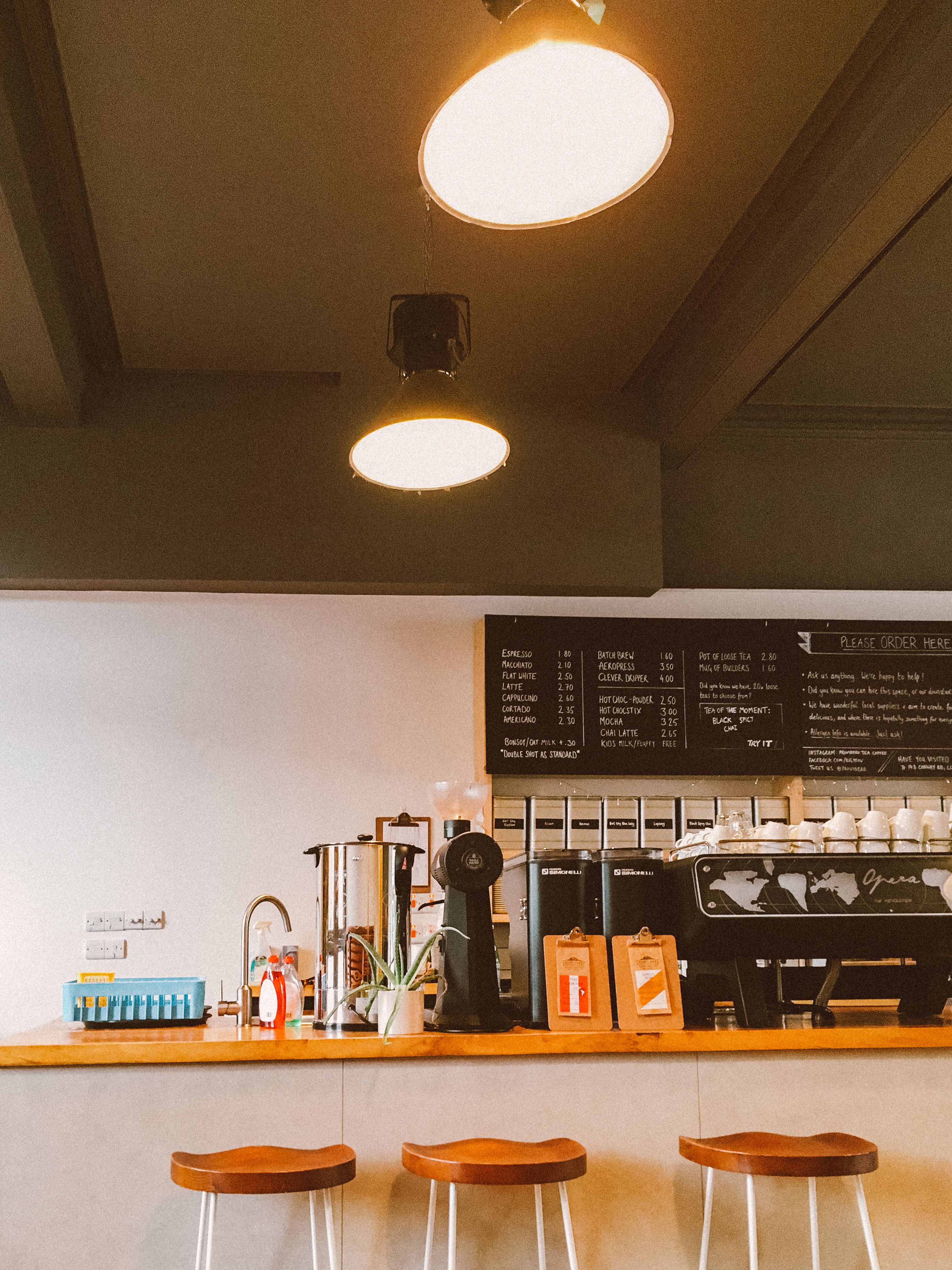 Warm coffee shop interior